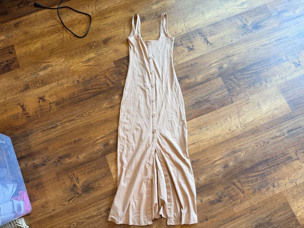 ASOS Beige Button-Down Midi Dress